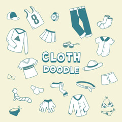 Doodle clothes. Hand drawing vector illustration of clothes.