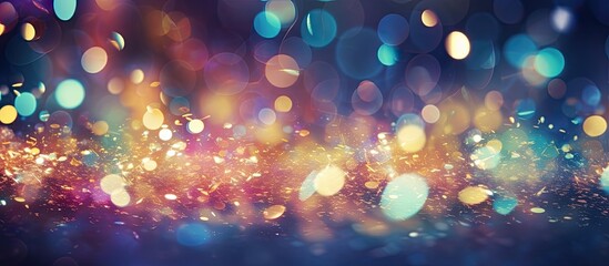 Colorful vintage disco party background with bright and natural lights perfect for a festive Summer Christmas or New Year celebration - obrazy, fototapety, plakaty