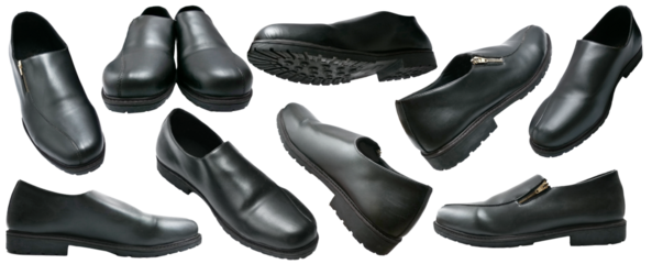 Set collections of Mens black leather shoes, cut out isolated on white