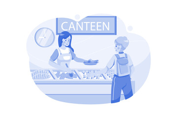 Boy Collecting Food From School Food Canteen