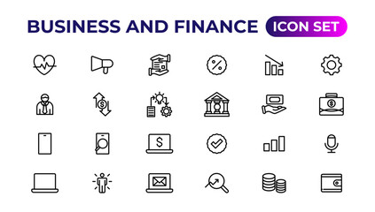 Business and finance icon set. Business and corporation vector icon.Money, investment, teamwork, meeting, partnership, meeting, work success.