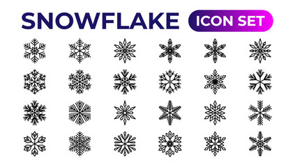 Fototapeta na wymiar snowflake icons collection.Thin outline icons pack.