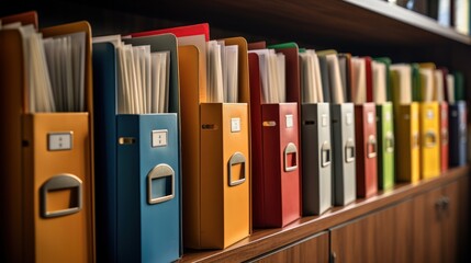 Folders safely holding past records - obrazy, fototapety, plakaty