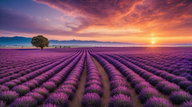 Lavender Fields at Sunset: A Photographer's Dream, generative AI