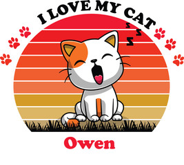 Owen Is My Cute Cat, Cat name t-shirt Design