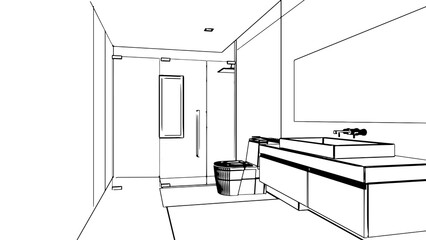 bath room drawings in modern style,3d rendering