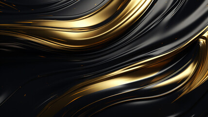 Beautiful gold and black liquid ink wave