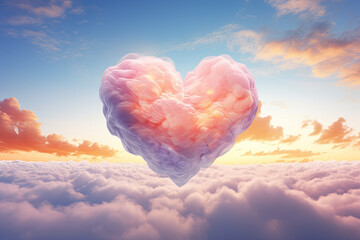 a heart shape in the clouds at sunset. valentine concept