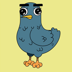 Funny blue bird for mascot or character.