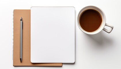 Top View of Notebook with Tea for Inspired Work