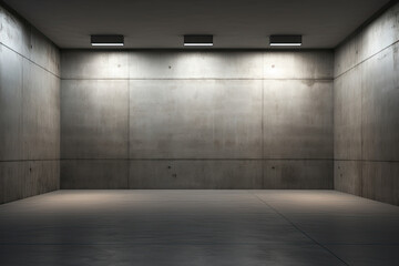 empty concrete room with light and shadow on the wall. dark silver and bronze. garage scene - Powered by Adobe