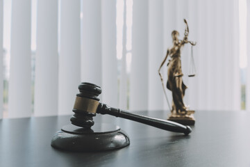 Consultation and conference of Male lawyers and professional businesswoman working and discussion...