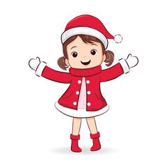 Kid girl wearing santa, Christmas costume