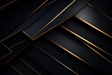 Abstract black background with golden lines. Design element. 3d illustration, Luxury abstract black...