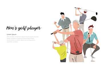 ベクターイラスト素材：ゴルフをする男性たち