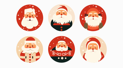 set santa clauses characters in hats collection christmas eve holiday happy new year celebration horizontal - obrazy, fototapety, plakaty