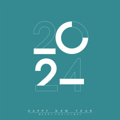 Christmas and Classic Happy New Year 2024 design. Vector