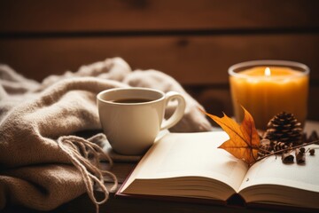 Obraz na płótnie Canvas Enjoying a Comforting Black Tea Latte by the Window on a Crisp Fall Afternoon