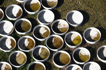 Aerial View of Concrete Pots Prepared for Future Uses