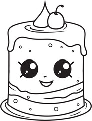 Cake With Cherry On Top Coloring Page