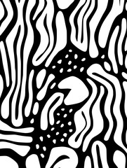 Lines dots shapes floral silhouette seamless pattern background. Good for fashion fabrics, children’s clothing, email header, wallpaper, banner, posters, events, covers, and more.