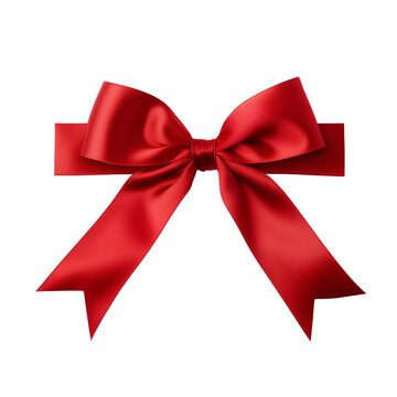 Christmas ribbon - red bow decoration isolated on transparent background