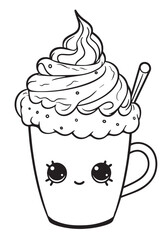 Whipped Cream Topped Hot Cocoa Coloring Page