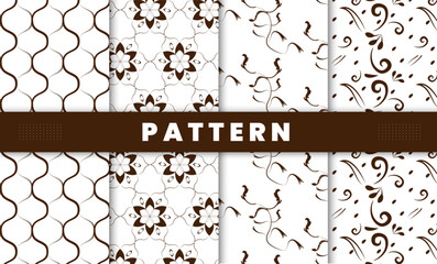 Vector geometric floral seamless patterns collection