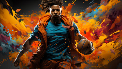 "Illustration of basketball, sports illustration."