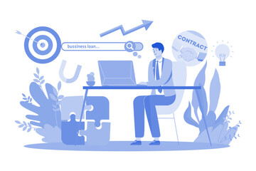 Businessman Searching For A Business Loan