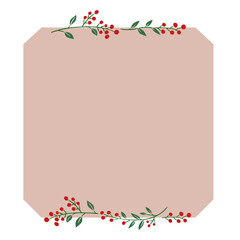 Holiday seaason Red berries vector illustration. Botanical frame and background design.Hand-drawn style.	