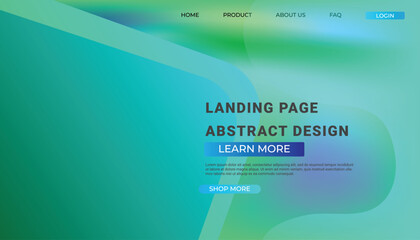 Landing page template with liquid fluid shapes and geometric patterns for business website design. Eps10 vector illustration