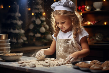 little child baking cookies