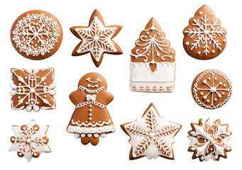 Fototapeta na wymiar gingerbread cookies set isolated on white