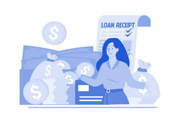 Girl With Loan Money Illustration concept on white background