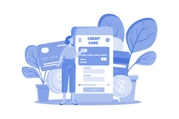 Credit Card Application Illustration concept on white background
