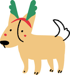 Cute dog with christmas outfits illustration