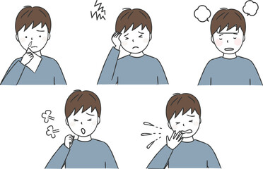 体調が悪い男の子のセット
