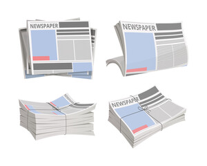 Pile of newspaper with rope vector isolated on white background. - obrazy, fototapety, plakaty