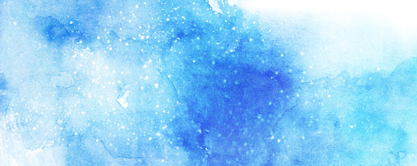 冬をイメージした青色の水彩背景　背景イラスト　テクスチャ素材　テクスチャ素材