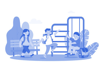 Student With A Backpack Riding In A Park