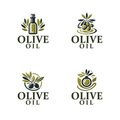Vector natural olive oil 4 logo template set 