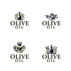 Vector natural olive oil 4 logo template set 