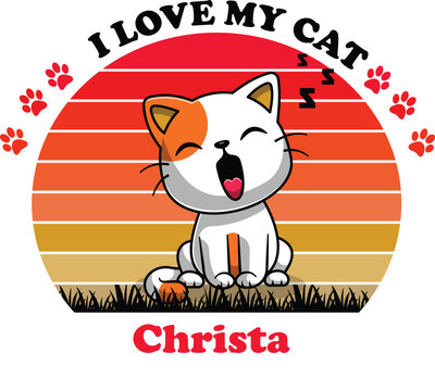 Christa Is My Cute Cat, Cat name t-shirt Design