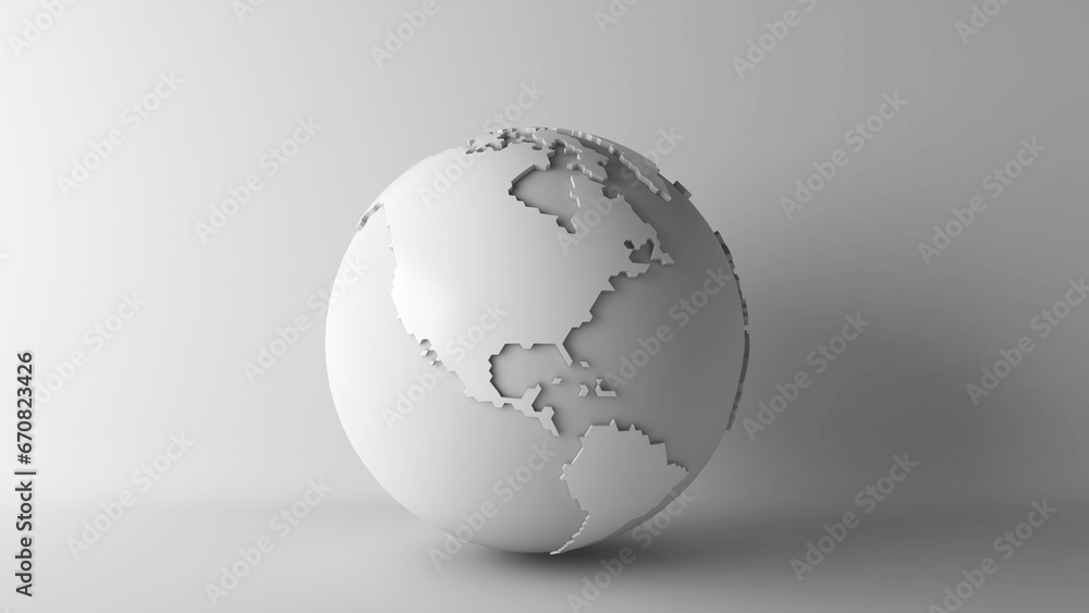 Poster polygonal white globe on white background , global and abstract ideas ,3d rendering