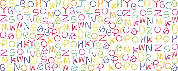 Abstract alphabet pattern seamless vector background. Collection of vector letter, alphabet background, colorful letter, letter background isolated vector illustration. Colorful letter background art 