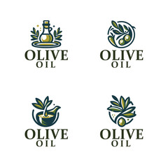 vector natural olive emblems set
 