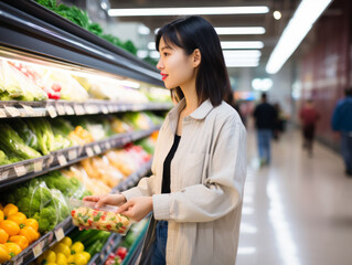Portrait of AsiAn-American woman standing in a supermarket