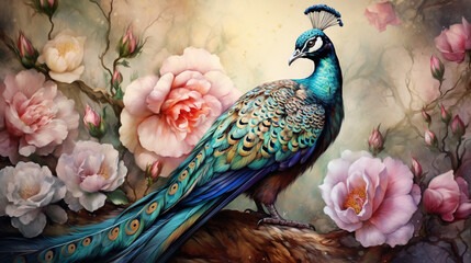 peacock in the garden HD 8K wallpaper Stock Photographic Image 