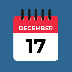 december 17 calendar reminder. 17 december daily calendar icon template. Calendar 17 december icon Design template. Vector illustration
